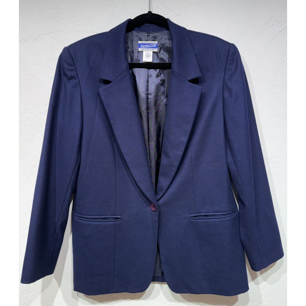 Vintage Pendleton 100% Virgin Wool Navy Blazer / Suit Jacket
